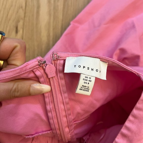 Pink Topshop Puff Sleeve babydoll mini dress size US 8/Medium - Picture 6 of 6